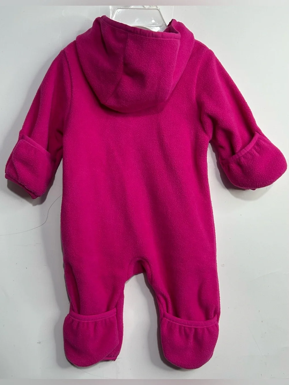 5 for‎ $25🔥Wonder Nation Hot Pink Zip Front Fleece Hooded Jumpsuit 0-3M- New